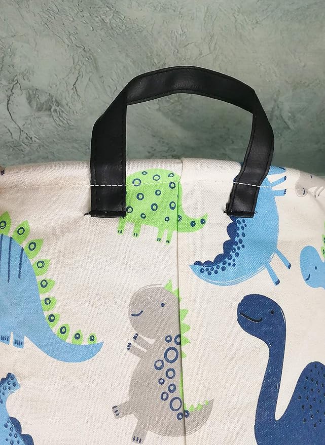 Kids Hamper Storage Basket Nursery Bins Baby Gift Toy Organizer Box Laundry Basket Large Canvas Collapsible Chest for Home/Dorm/Kitchen/Pet/Closet/Shelf/Room Decor(Dinosaur)