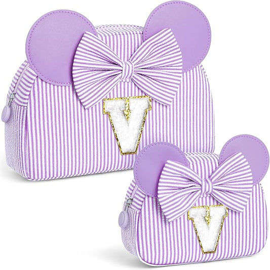 Christmas Gifts | Personalized Initial Makeup Bag | Purple Cosmetic Bags Travel Bag | 8 9 10 11 12 13 14 15 16 Years Old Girl Gift Teen Girl Kids Gifts Trendy Stuff V