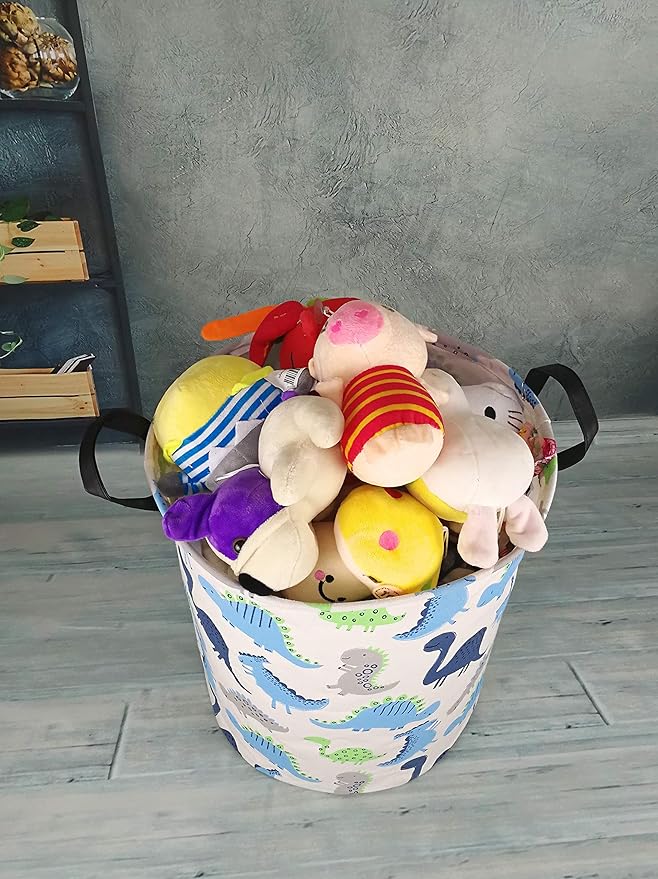 Kids Hamper Storage Basket Nursery Bins Baby Gift Toy Organizer Box Laundry Basket Large Canvas Collapsible Chest for Home/Dorm/Kitchen/Pet/Closet/Shelf/Room Decor(Dinosaur)