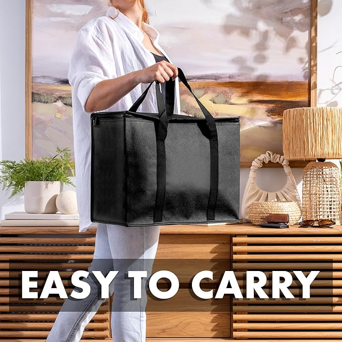 Carrywell Insulated Reusable Grocery Bags, Catering and Delivery Bag For Hot and Cold Food, Collapsible Thermal Tote For Doordash, Not-Made In China