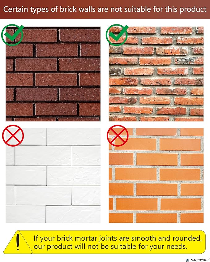 NACETURE Brick Hook Clips, 18-Pack — for Bricks 2-1/4”–2-2/5” Only, Requires ≥1/8” Recessed Mortar Gap — No-Drill Metal Brick Wall Hangers — for Seasonal & Everyday Wall Décor