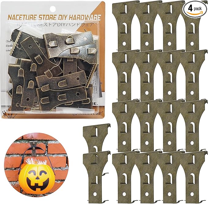 NACETURE Brick Hook Clips, 18-Pack — for Bricks 2-1/4”–2-2/5” Only, Requires ≥1/8” Recessed Mortar Gap — No-Drill Metal Brick Wall Hangers — for Seasonal & Everyday Wall Décor