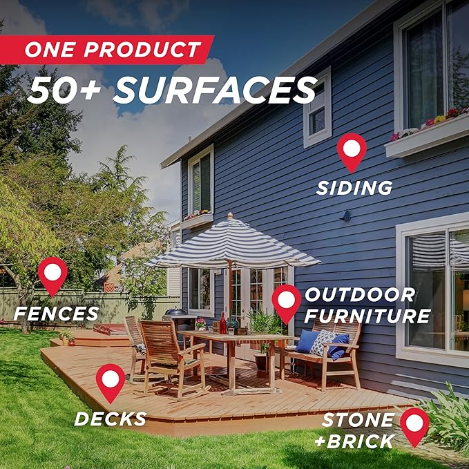 30 SECONDS Outdoor Cleaner 2 Pack with Hose End Sprayer - Cleans Stains from Algae, Mold and Mildew on Vinyl Siding, Deck, Patio, Brick and More