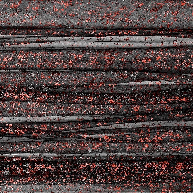 Horaldaily Black Red Gold Gauze Tablecloth 60x104 Inch Rectangular, Black Red Sequin Glitter Metallic Foil, Sheer Tulle Cheesecloth for Wedding Baby Shower Ceremony Birthday