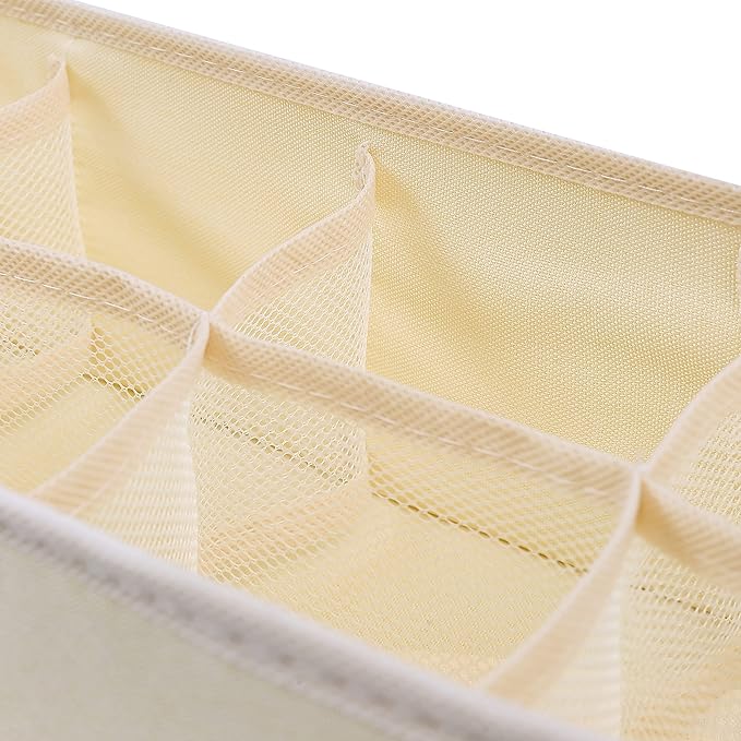 Qozary 3 Pack Sock Underwear Drawer Organizer Dividers, Collapsible Cabinet Closet Storage Boxes for Clothes, Socks, Lingerie, Underwear, Tie, Belt, Baby, Bedroom