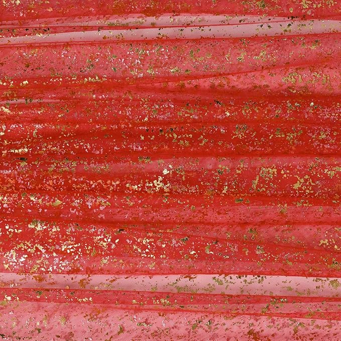 Horaldaily Red Gold Gauze Tablecloth 60x104 Inch Rectangular, Red Sequin Glitter Metallic Foil, Sheer Tulle Cheesecloth for Wedding Baby Shower Ceremony Birthday