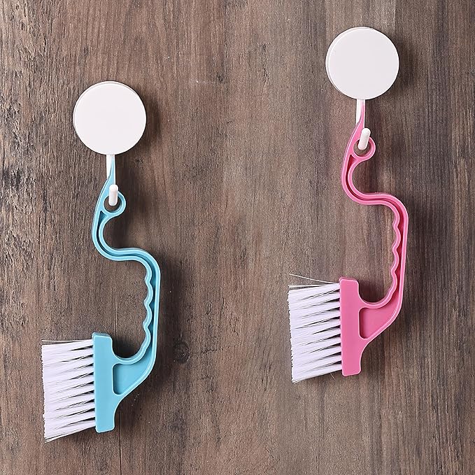 Slick- Window Track Cleaning Brush, 4 Pack, Colorful Ergonomic Handle, Built-in Scraper, Multipurpose, Window Track Cleaning Tools