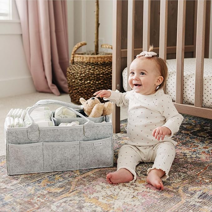 PUTSKA Baby Diaper Caddy Organizer Nursery Basket Set Baby Basket Gift Registry Baby Shower List Baby Must Haves Essentials Neutral Baby Stuff For Newborn