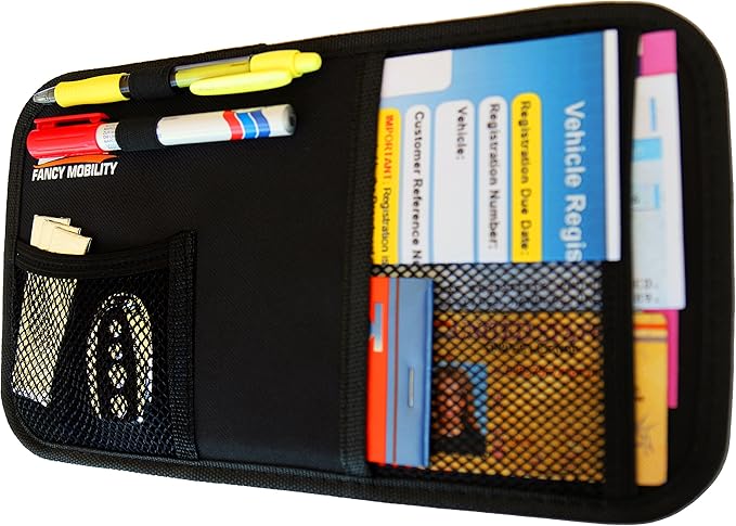Car Sun Visor Organizer - Auto Accessories Document Holder - Car, Truck, SUV Registration & Insurance Storage Pouch - Road Trip Essentials Gift for Any Driver + 5Year Warranty (2 Pack)