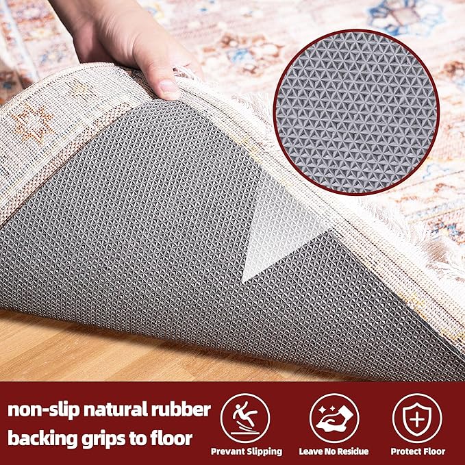 BAGAIL Felt and Natural Rubber Backing Rug Pads 1/8” Thick, Round 8 Feet Non Slip Rug Gripper Keep Rugs in Place, Under Area Rug Protective Cushioned Pads, Carpet Runners, Hardwood Floors Protection