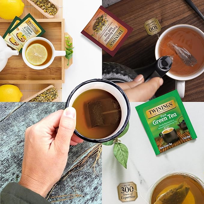 Twinings 48 Tea Bags Herbal Variety Pack – 8 Flavors Individually Wrapped, Mix of Black, Green, and Herbal Teas, Perfect Tea for Any Occasion