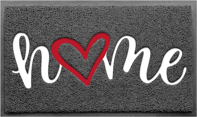 Door Mat, Welcome Mat Low Profile Floor Mat Front Doormat Indoor and Outdoor Doormat Non Slip Rugs for Entryway, Patio, High Traffic Areas (32"x20", Grey-Home)