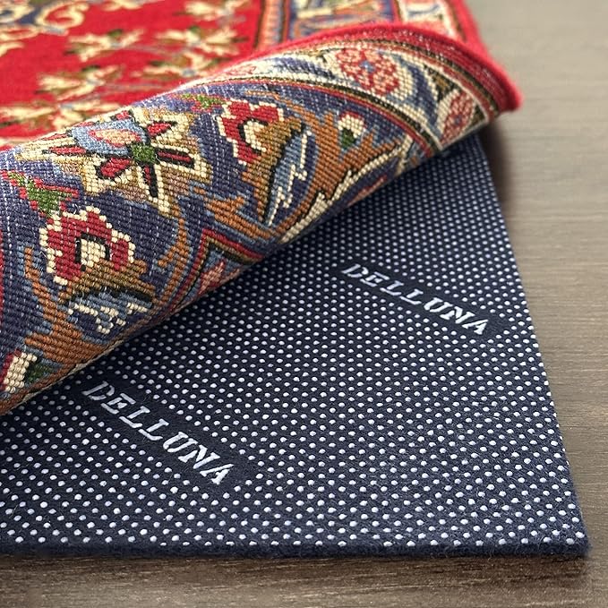 DELLUNA Non-Slip Area Rug Pad 1/8" Thick Double Side Rubber + Felt, 5'x7' Premium Deluxe Cushioned- Safe for All Floors, Adds Comfort and Protection, Ultra Strong Grip, Stop Rug from Moving.