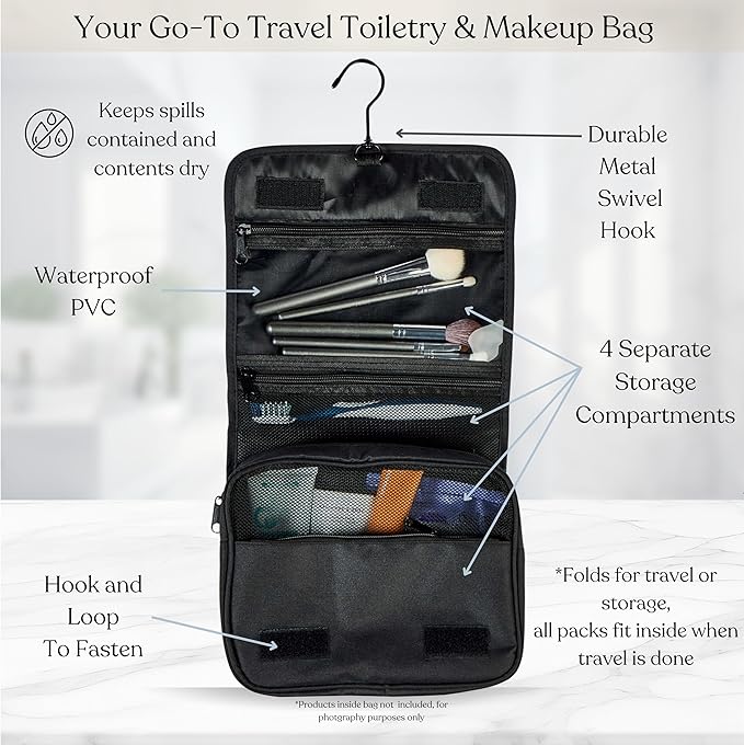 9 Set Packing Cubes - Suitcase Organizer, Cute Packing Cubes, Travel Bags Organizer for Luggage with Hanging Toiletry and Shoe Bag, Travel Essentials for Women, Men and Kids -Black