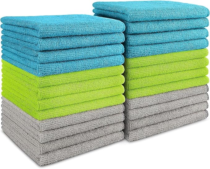 AIDEA Microfiber Cleaning Cloth-24PK, Soft Microfiber Towels for Cars, Absorbent Cleaning Rags, Lint-Free Streak-Free Wash Cloths for House, Kitchen, Window (12in.x12in)
