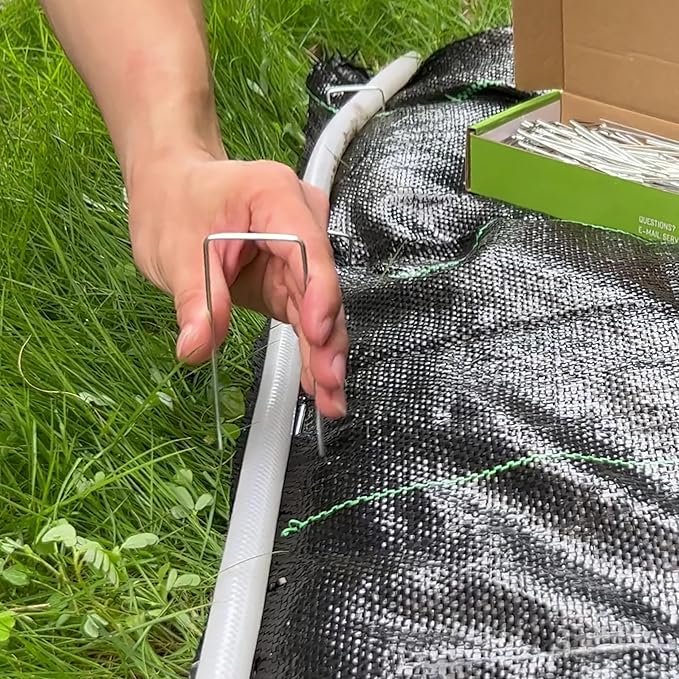 zevlux Landscape Staples 6 inch 50 Pack Galvanized Garden Stakes, 12 Gauge Heavy Duty Garden Pins for Fences, Lawns, Weed Barriers and Landscape Fabrics, Irrigation Hose,Yard Lawn, Landscape Fabric.