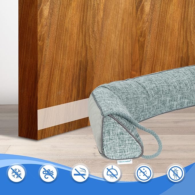 NABOWAN Weighted Door Draft Stopper - Triangular Gap Filler Blocks Bottom Up to 3”, Under Door Draft Blocker Reduces Hot/Cold Air, Wind, Noise for Easy Install, Saves Energy, Home Room Essentials, 30” Gray