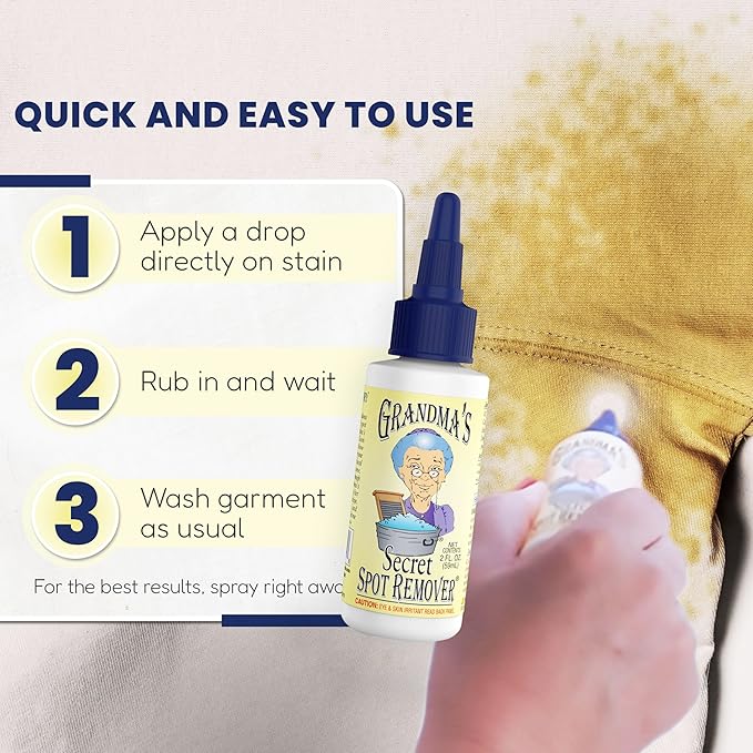 Grandma's Secret Spot Remover Gel - On-the-Go Travel Size Fabric Stain Remover for Clothes - Chlorine, Bleach and Toxin-Free - Removes Oil, Paint, Blood and Pet Stains - 2 Ounce