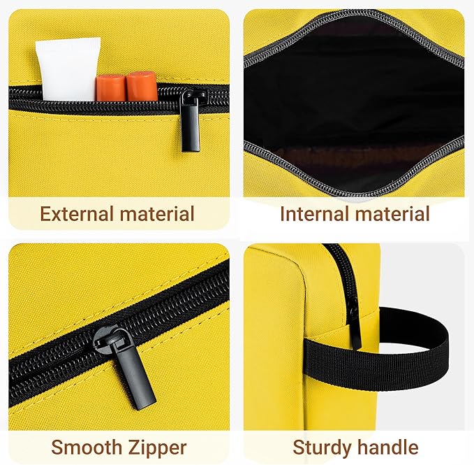 Elviros Travel Toiletry Bag for Women and Men,Lightweight Makeup Bag Hanging Dopp Kit with Shaving Compartment Cosmetic Organizer Small Tool Bag Travel Essentials,Gifts for Men & Women(Bright Yellow)