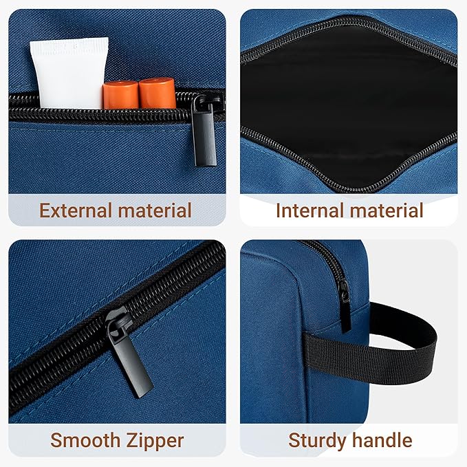 Elviros Travel Toiletry Bag for Women and Men,Lightweight Makeup Bag Hanging Dopp Kit with Shaving Compartment Cosmetic Organizer Small Tool Bag Travel Essentials,Gifts for Men(Navy Blue)