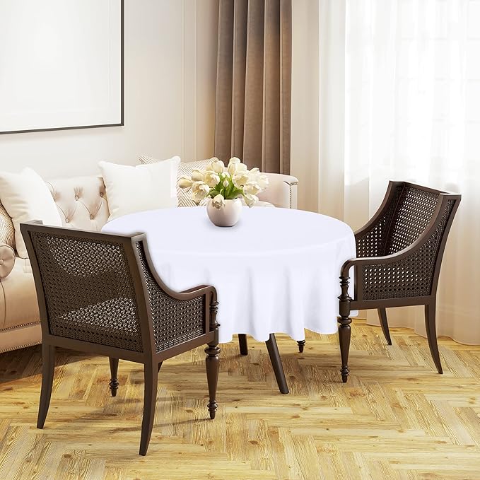 Utopia Kitchen Round Tablecloth 2 Pack (70 Inches, White), Machine Washable Polyester Table Cover for Dining, Buffet Parties, Picnics, Events, Weddings and Restaurants