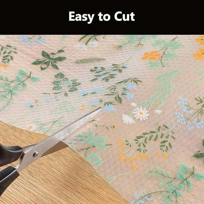 INNOLITES Shelf Liners for Kitchen Cabinets – Drawer Liner Waterproof & Oil-Proof, Non-Adhesive EVA with Floral Pattern – Durable Washable, Easy to Cut (Sage Green, 23.6" x 240")