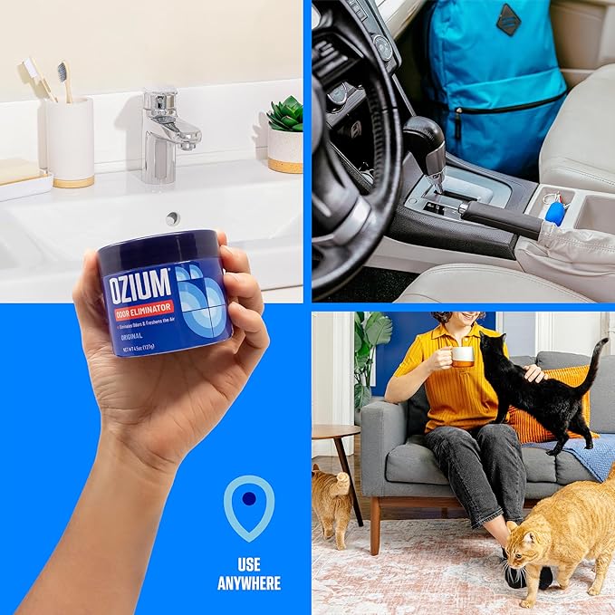 Ozium Odor Eliminating Gel - 4.5oz Air Freshener Alternative for Smoke, Pets, and Musty Odors - Long Lasting Odor Remover for Cars, Homes, Closets and Small Spaces - Linen