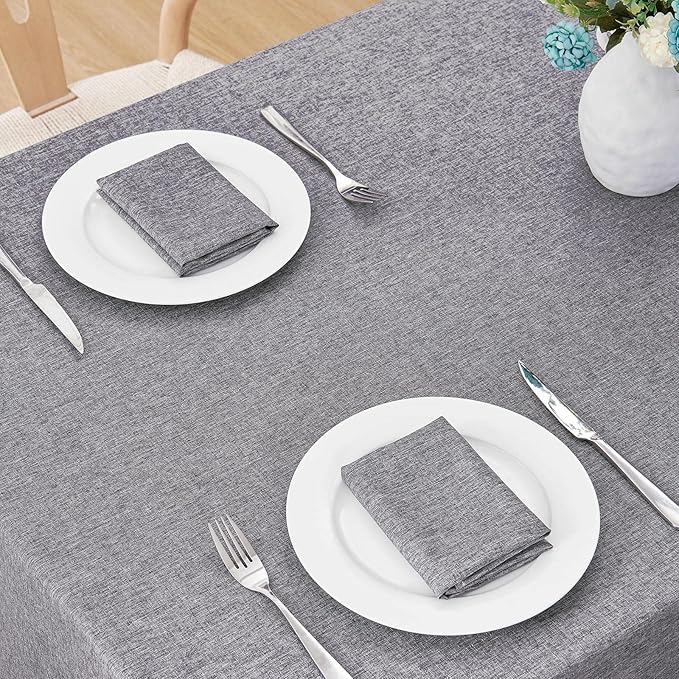 Rectangle Tablecloth Linen Textured Waterproof & Stain Resistant Table Cloth Wrinkle Free Decorative Fabric Farmhouse Table Cover for Dining/Party/Buffet/Wedding, 60 x 84 Inch, Dark Grey