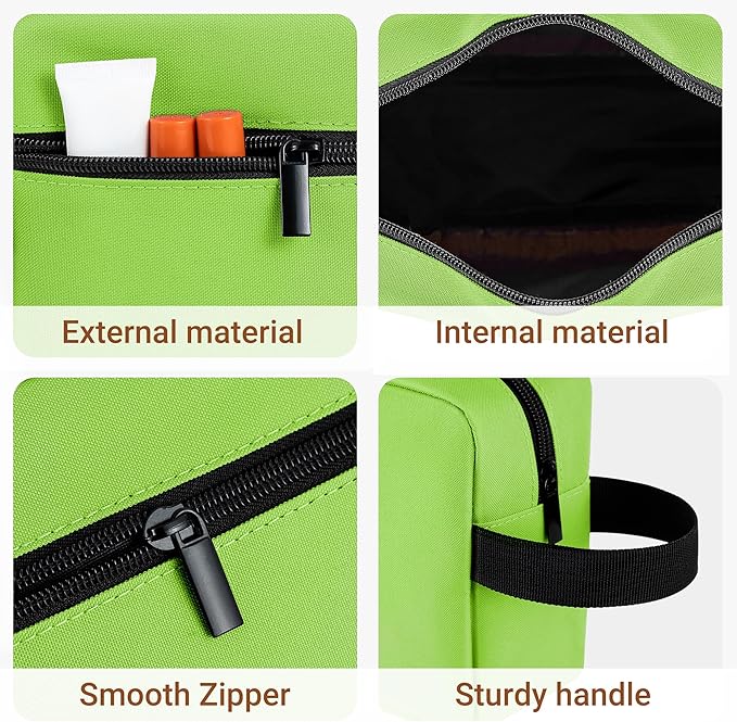 Elviros Travel Toiletry Bag for Women and Men,Lightweight Makeup Bag Hanging Dopp Kit with Shaving Compartment Cosmetic Organizer Small Tool Bag Travel Essentials,Gifts for Men & Women(Neon Green)