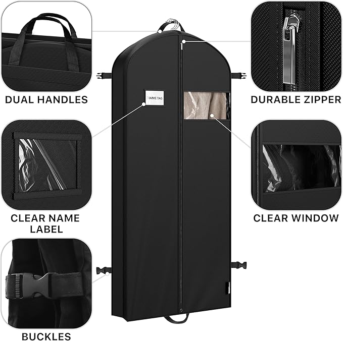 Simple Houseware 2 Pack 60'' Travel Garment Bag for Suits, Dresses, Coats, Tuxedos, Heavy Duty 300D Polyester