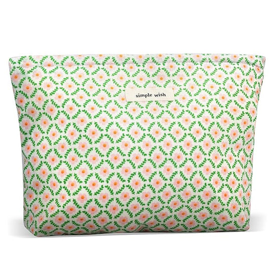 ZLFSRQ Flower Makeup Bag Travel Cute Floral Cosmetic Bag for Women Girls Small Pink Flower Makeup Zipper Portable Storage Toiletry Pouch for Purse Aesthetic Christmas Essential Cosmetic Organizer