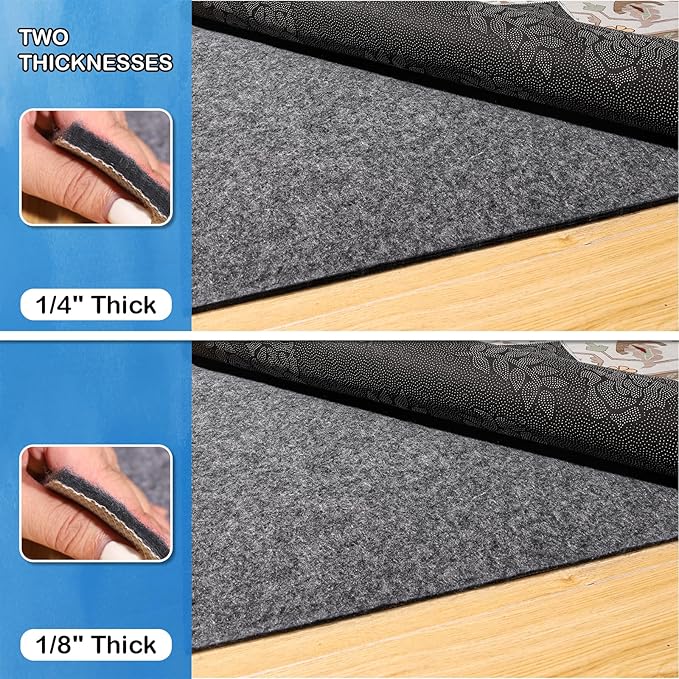 Non-Slip Rug Pads 4 x 4 ft, 100% Waterproof Rug Non-Skid Pad for All Floors and Finishes, Durable Hardwood Floor Protective Felt Keeps Rugs in Place, Safe and Secure