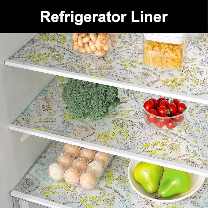 Cooyes Shelf Liners for Kitchen Cabinets, Refrigerator Liners Waterproof & Oil-Proof Kitchen Cupboard Liner Drawer Mats EVA Material Non Adhesive Fridge Liner for Shelves（23.6" W x 236" L）