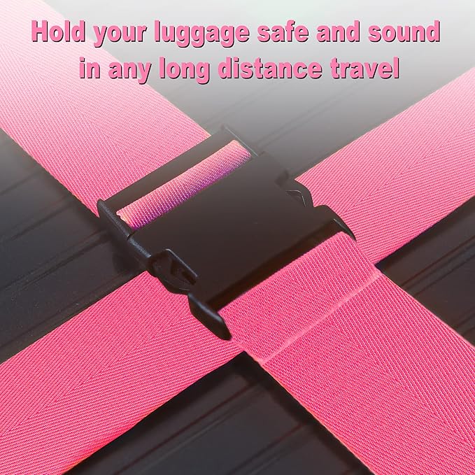 Luggage Straps for Suitcases TSA Approved Travel Belt 4 Pack by Chelmon (Rose Red)