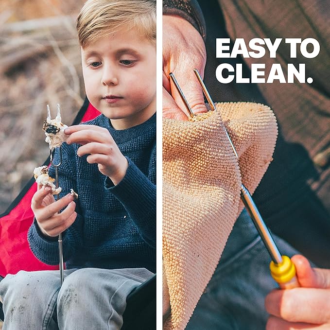 Grill Guru Smores Sticks for Fire Pit - Accessories for Campfire Marshmallow Roasting Sticks Smores Kit Outdoor-Smore Skewers Hot Dog Fork For Outside, Camping Essentials Bonfire Gear Long 32" 20 Pack