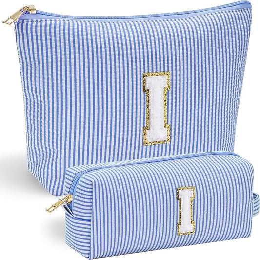 YOOLIFE Birthday Gifts for Women Teen Girls - Birthday Gifts Idea for Friend Female | Cute Blue Makeup Bag Pouch Cosmetic Bag Travel Toiletry Bag for Her Mom Girlfriend Wife Bridesmaid Teenage I