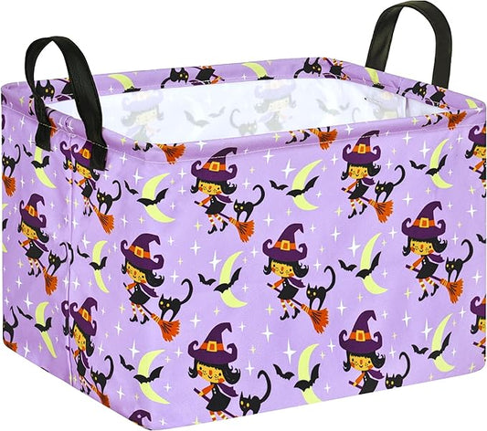 KUNRO Pumpkin Pattern Storage Basket Gift Shelf Basket Storage Bin, Nursery Basket Organizer Box for With Handles for Room Deco