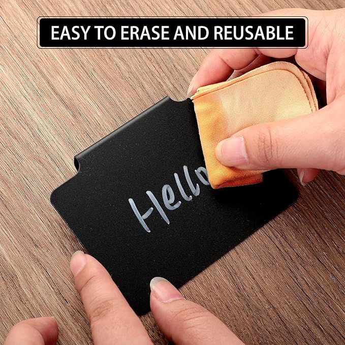 32 Pieces Basket Labels Clip Set, Include 30 Pieces Kitchen Clip Label Holder Removable PVC Bin with 2 Pieces Chalk Marker for Basket Pantry Organization Box (Black Label Clip, White Pen)