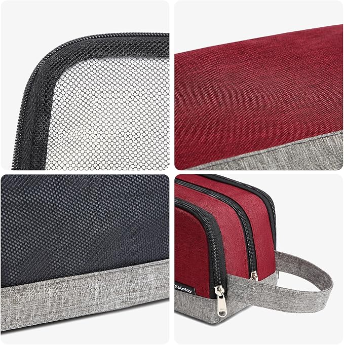Yeiotsy Men's Travel Toiletry Bag – Color Clash Dopp Kit with Mesh Pockets, Durable Shaving Organizer for Gym, Camping & Weekend Trips