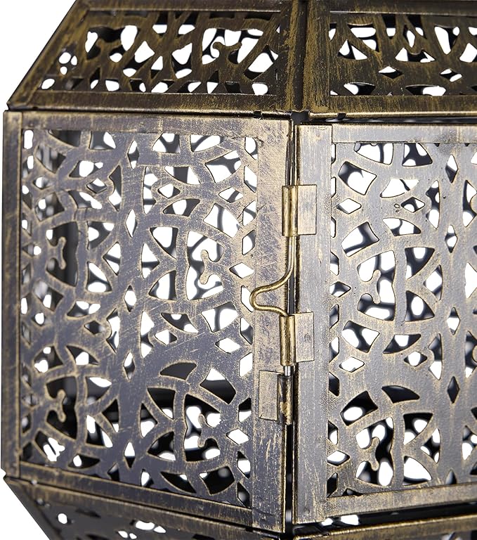 Zingz & Thingz Moroccan Style Candle Lantern Holder, Decorative Light Home Decor, Indoor & Outdoor, 41.25" Tall, Black with Stand