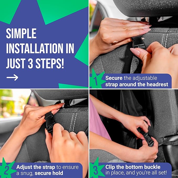 2 Pack Kick Mats Back Seat Protector - Backseat Car Organizer for Kids, Car Storage Organizer, Back Seat Cars Organizers, Cars Organizers Backs Seats, Travel Accessories, No Pockets