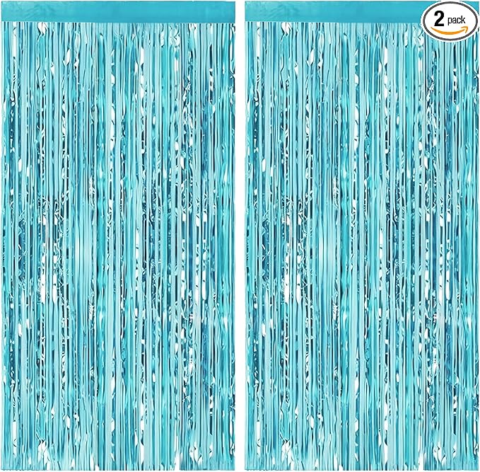Streamer Party Decorations - 3.28 ft x 6.56 ft Metallic Foil Fringe Curtains Party Streamer Photo Backdrop for Birthday, Wedding, Baby Shower & Holiday Decor