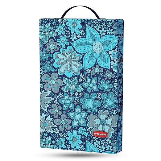 WORKPRO 17" Kneeling Pad with Removable Cover, Soft Pad Cushioning for Knee, Large Foam Kneeler Pad for Gardening, Daily Chores, Workout Supplies, Blue Floral Printing