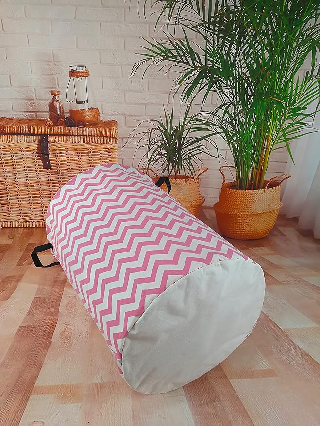 Pink Round Laundry Hamper Storage Basket Bins Clothes Nursery Hamper for Home, Gift Storage Bins with Handles