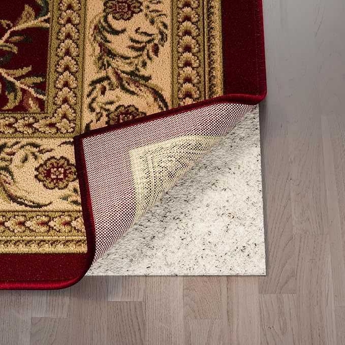 Ottomanson Non Slip Rug Pad Grip 8x18 1/8 Thick, Protection for Any Flooring Surface, Keep Your Runner Rug and Area Rugs in Place, 7'8" x 18', Beige