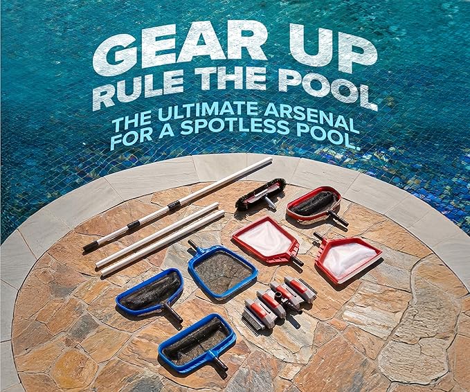 Flat Pool Skimmer Leaf Net for Inground & Above Ground Pools Cleaning // Heavy Duty Pool Leaf Skimmer Replacement Net - 17 Inch Oversized Liner Safe - Protective Rubber Edge (Pole Sold Separately)