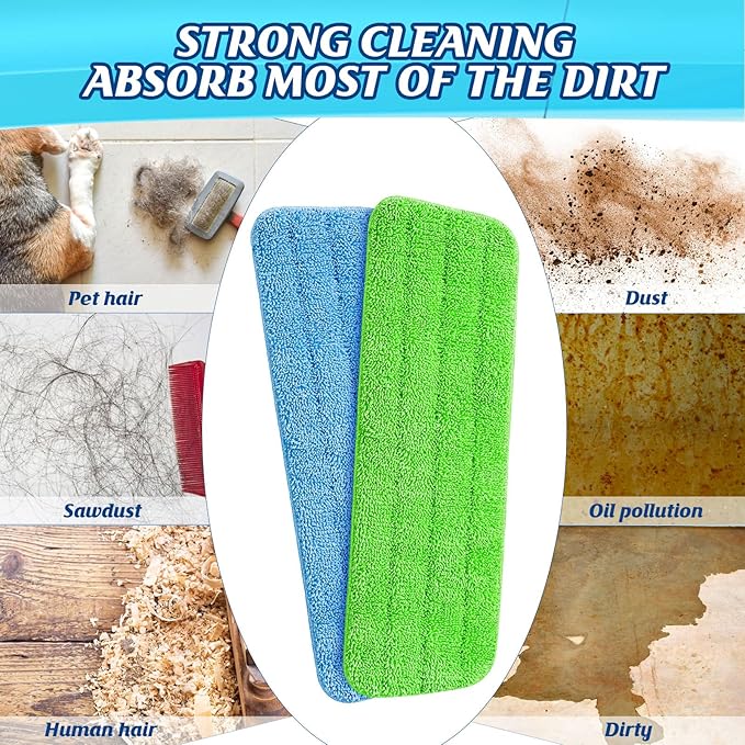LOYIM 40 Pack Microfiber Cleaning Pads Machine Washable Replacement Head for Wet/Dry Mops Flat Reusable Household Replacement Mop Pad for Hardwood Floor Cleaning Scrubbing Fit Most Mops (Multicolor)