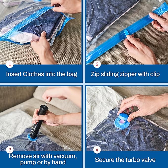 15-Pack Variety Vacuum Storage Bags for Comforters, Blankets & Clothes – Vacuum Sealed Compression Bags with Hand Pump – Space Saver Storage Bags for Bedding,Travel & Organization (3S, 4M, 4L & 4XL)