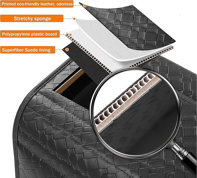 POKSRI Trunk Organizer for suv,car storage organizer,lid Box,PU Leather & PP Honeycomb Board,Fixed with screws extremely sturdy,Collapsible and Adjustable,15''L x 13''W x 12.4''H,2K inches³(size B)