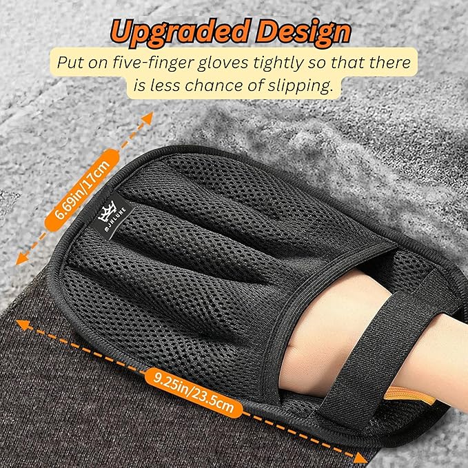 Pet Hair Removal Glove for Cats & Dogs, Five-Finger Electrostatic Reusable Gloves for Removing Fur from Couch, Carpet, Clothing & Car Seats